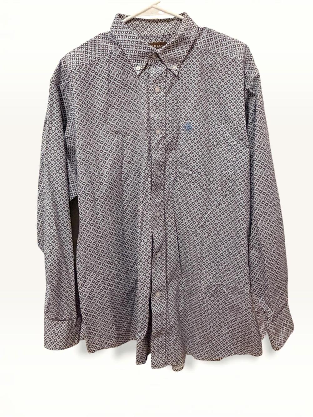 Ariat Mens XL Blue Geometric Western Button Down Long Sleeve Stretch Shirt